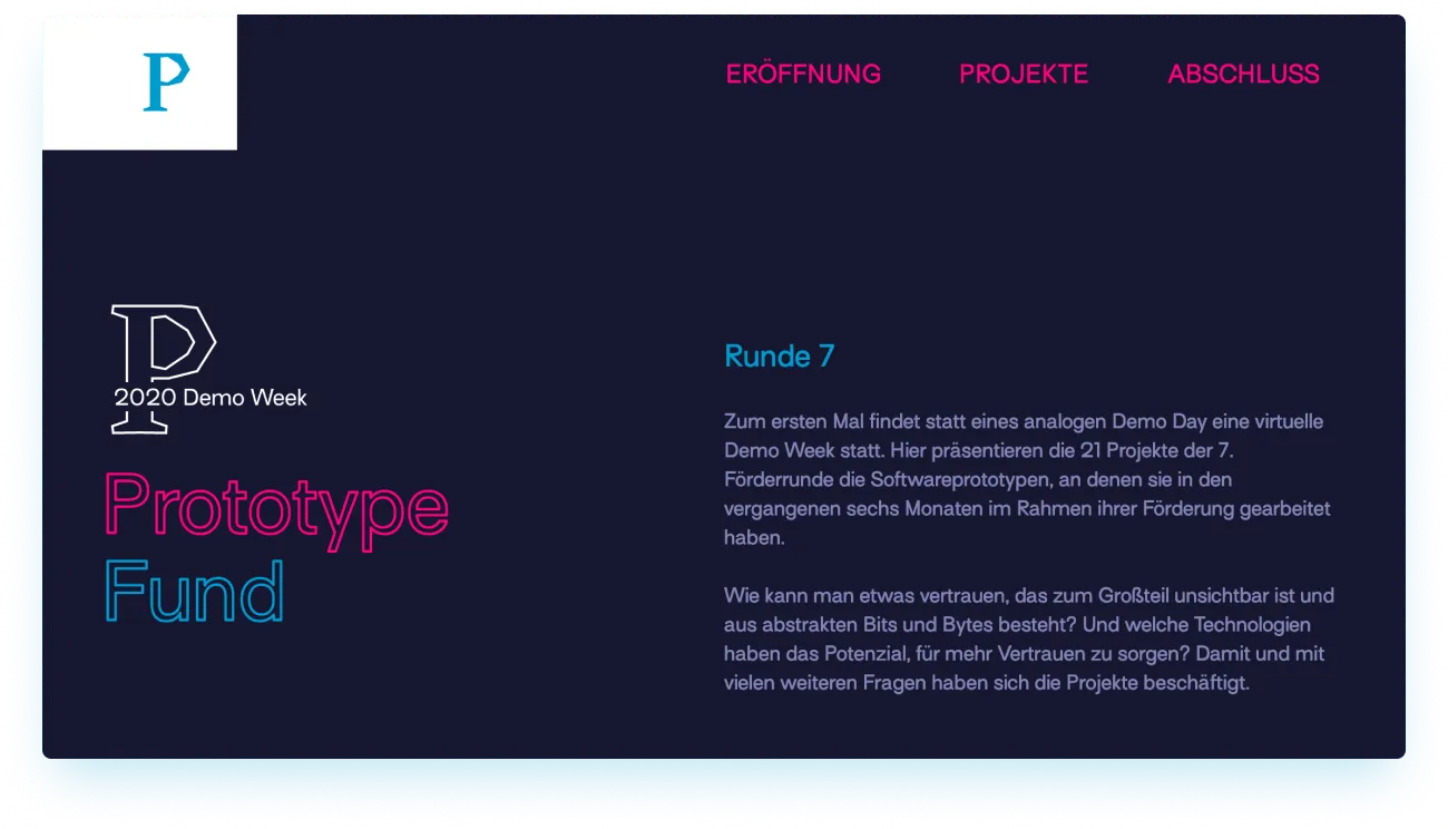 Prototype Fund Demo Week Website Screenshot