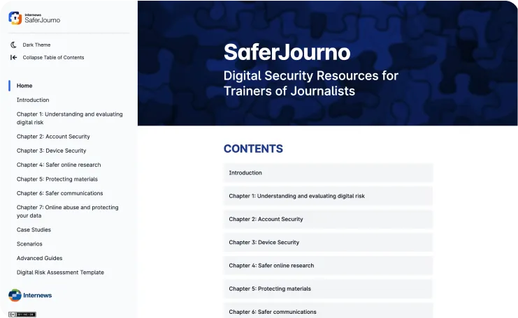 SaferJourno Website Screenshot